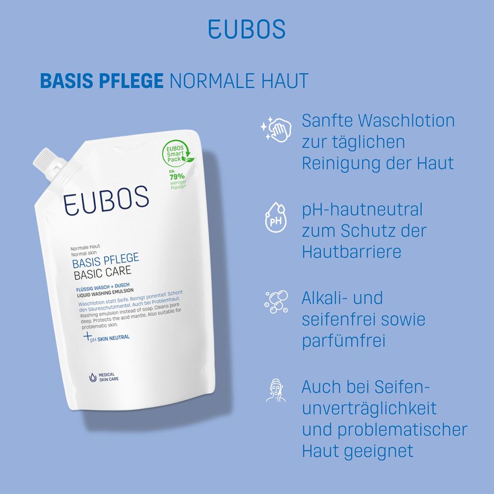 EUBOS Flüssig Wasch + Dusch Blau Nachfüllbeutel 400 ml – Bild 2